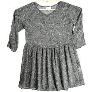 Frank Oak Dress Fit Flare XS Green Blue Paisley Sheer Cottagecore Long Sleeves